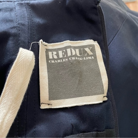 CHARLES CHANG LIMA Redux Silk Navy Blue Crumb Catcher Strapless Dress EUC Size 4 - Picture 7 of 10